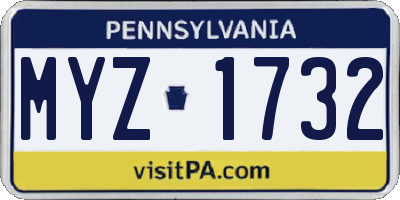PA license plate MYZ1732
