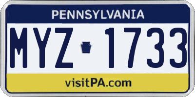 PA license plate MYZ1733