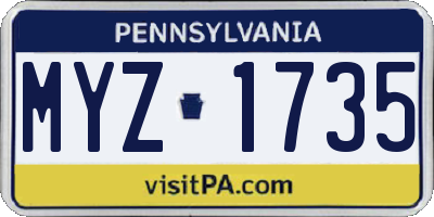 PA license plate MYZ1735