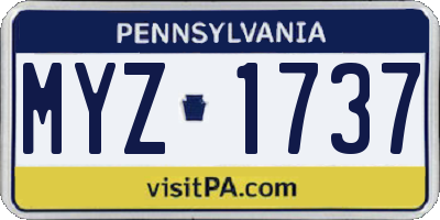 PA license plate MYZ1737