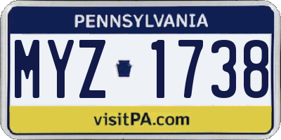 PA license plate MYZ1738