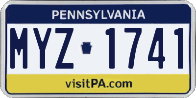 PA license plate MYZ1741