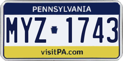 PA license plate MYZ1743