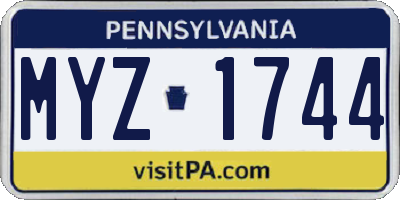 PA license plate MYZ1744