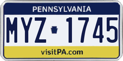 PA license plate MYZ1745