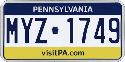 PA license plate MYZ1749