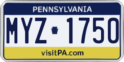 PA license plate MYZ1750