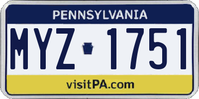 PA license plate MYZ1751