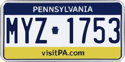 PA license plate MYZ1753