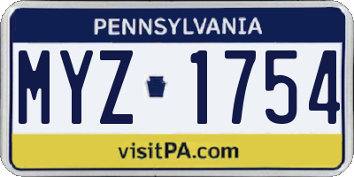 PA license plate MYZ1754