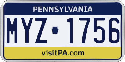 PA license plate MYZ1756