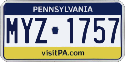 PA license plate MYZ1757