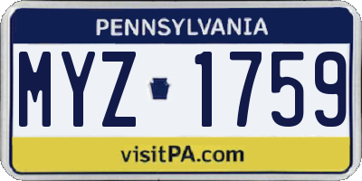 PA license plate MYZ1759