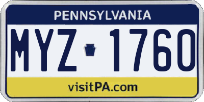 PA license plate MYZ1760