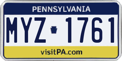 PA license plate MYZ1761