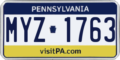 PA license plate MYZ1763