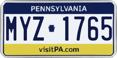 PA license plate MYZ1765
