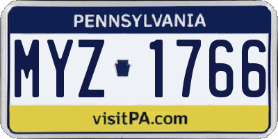 PA license plate MYZ1766