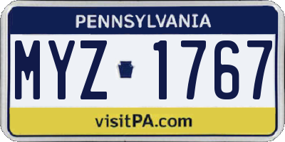 PA license plate MYZ1767