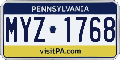 PA license plate MYZ1768