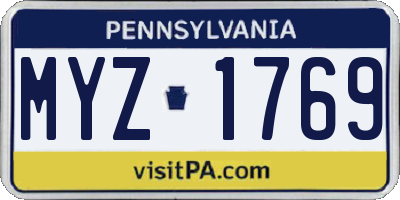 PA license plate MYZ1769