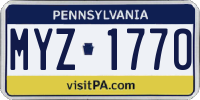 PA license plate MYZ1770