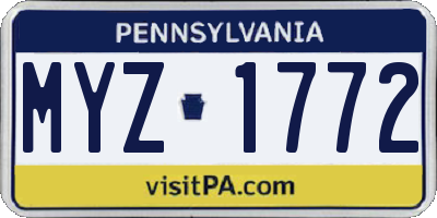 PA license plate MYZ1772