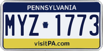 PA license plate MYZ1773