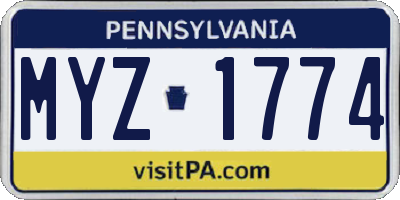 PA license plate MYZ1774