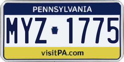 PA license plate MYZ1775