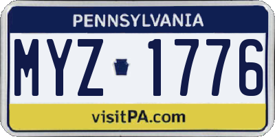 PA license plate MYZ1776