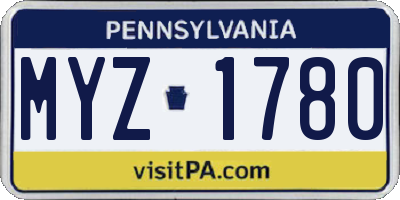 PA license plate MYZ1780