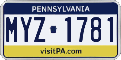 PA license plate MYZ1781