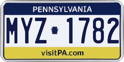 PA license plate MYZ1782