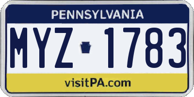 PA license plate MYZ1783