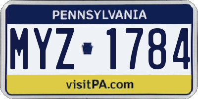PA license plate MYZ1784