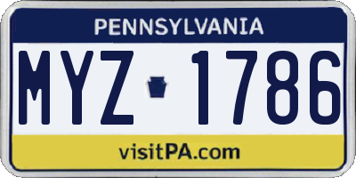 PA license plate MYZ1786