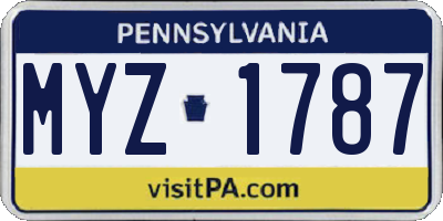 PA license plate MYZ1787