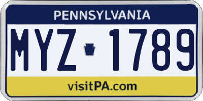 PA license plate MYZ1789