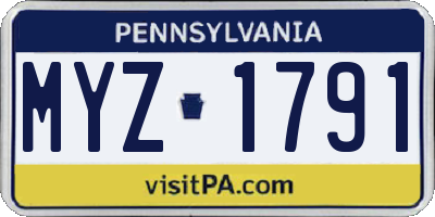 PA license plate MYZ1791