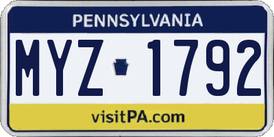 PA license plate MYZ1792
