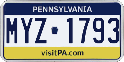 PA license plate MYZ1793