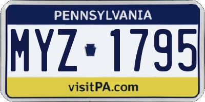 PA license plate MYZ1795