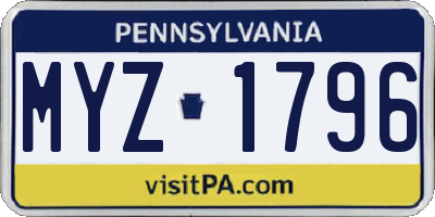 PA license plate MYZ1796