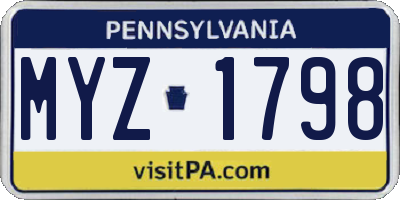 PA license plate MYZ1798