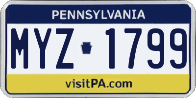 PA license plate MYZ1799