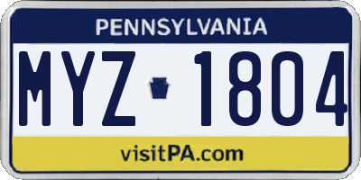 PA license plate MYZ1804