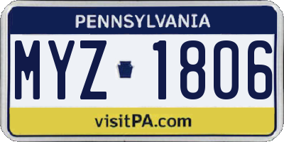 PA license plate MYZ1806