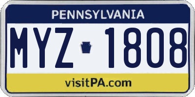 PA license plate MYZ1808