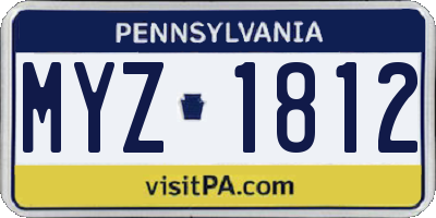 PA license plate MYZ1812